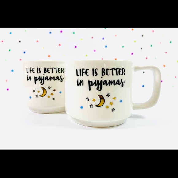 Indigo ~ “Life Is Better in pyjamas” ~ Set of 2 Mugs - Picture 5 of 8